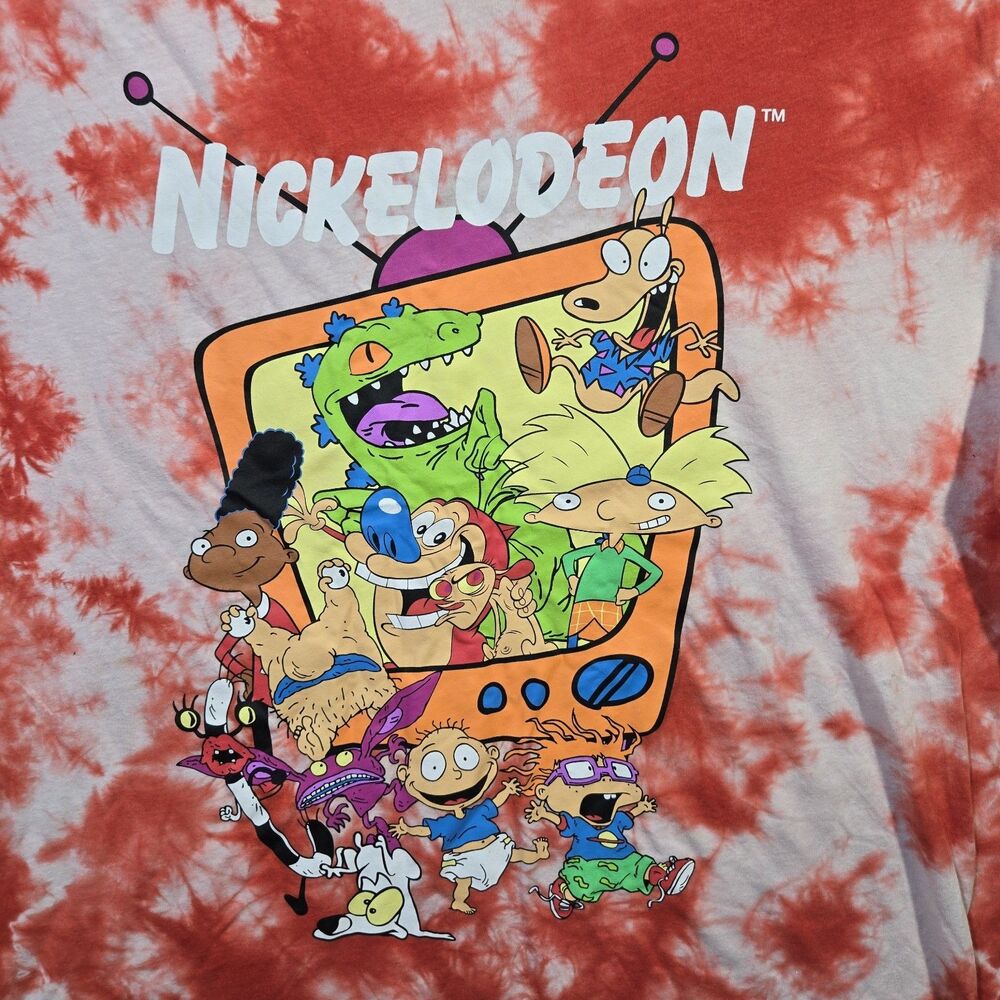 Nickelodeon 90's Rugrats Arnold Stimpy T-Shirt  3XL Cartoon Red Tie Dye - Picture 2 of 11